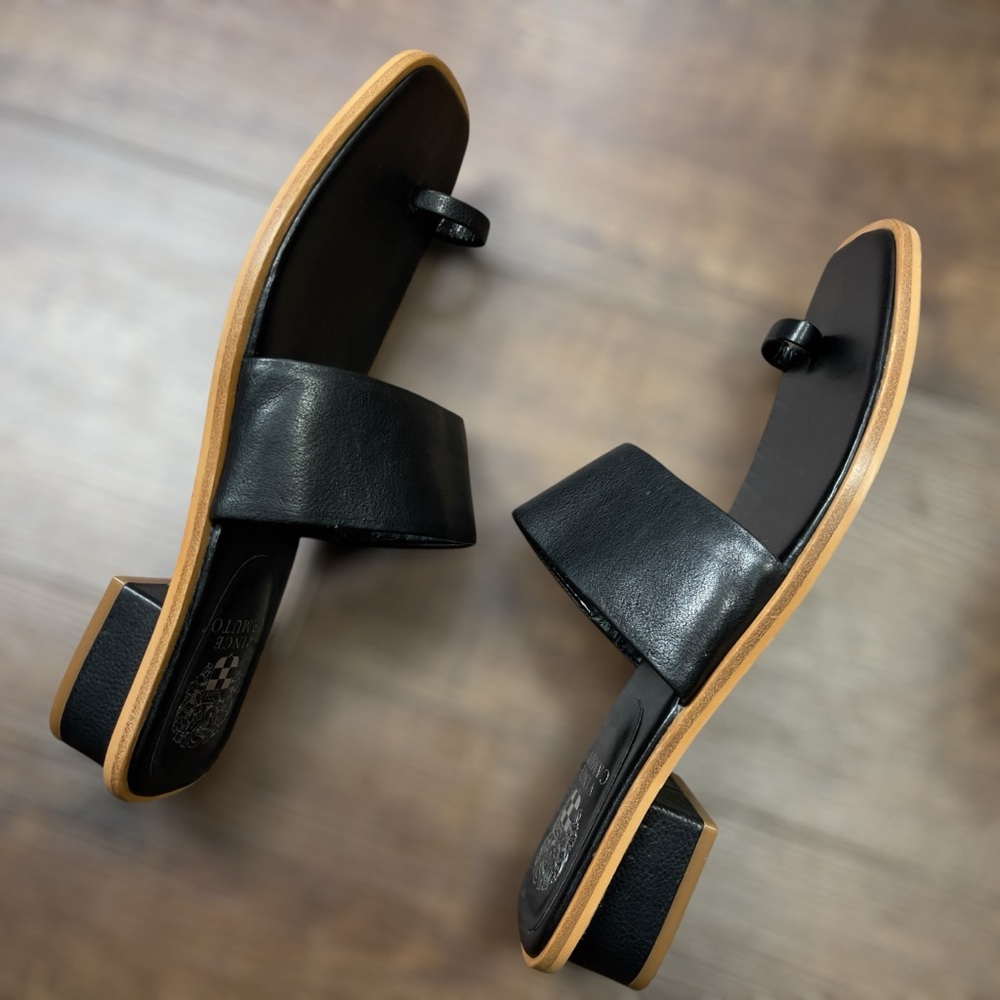 VINCE CAMUTO Black Leather Sandals • Yelinda • Size 11 • Women - Picture 3 of 10
